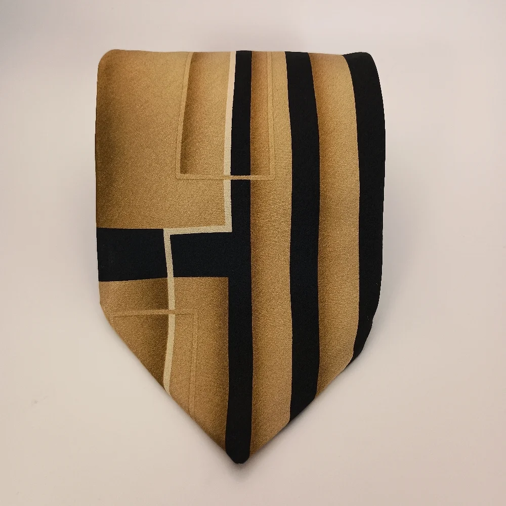 Stafford Gold And Black‎ 100% Silk Men's Tie